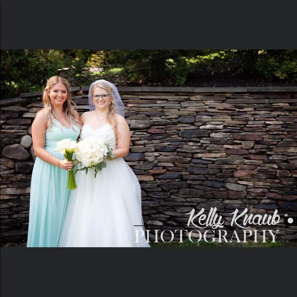 Mint David’s bridal bridesmaid dress